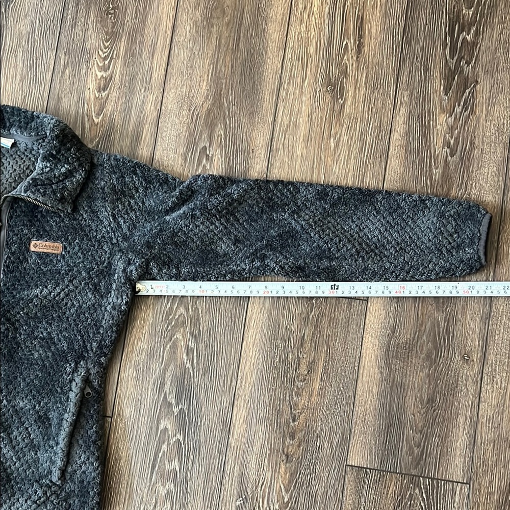 Columbia Jacket Women’s Charcoal Gray Fuzzy Full Zip Athleisure, Size Medium - Picture 13 of 14